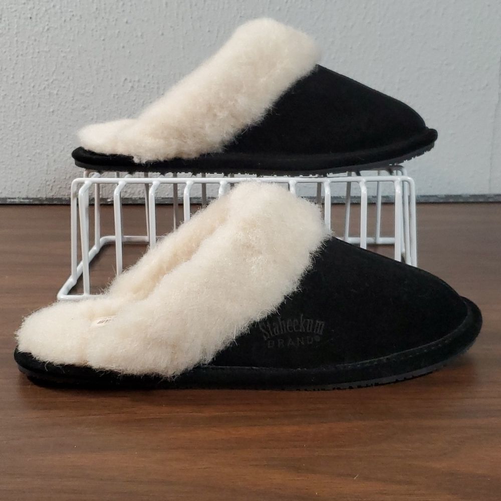 Staheekum Cressida Classic Slippers‎ Like Ugg Scuffette Size 9 Black Suede Mules